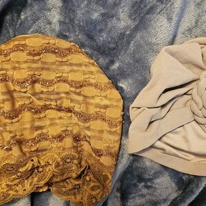 Lace Trim Textured Beanie Hat - Mustard Yellow